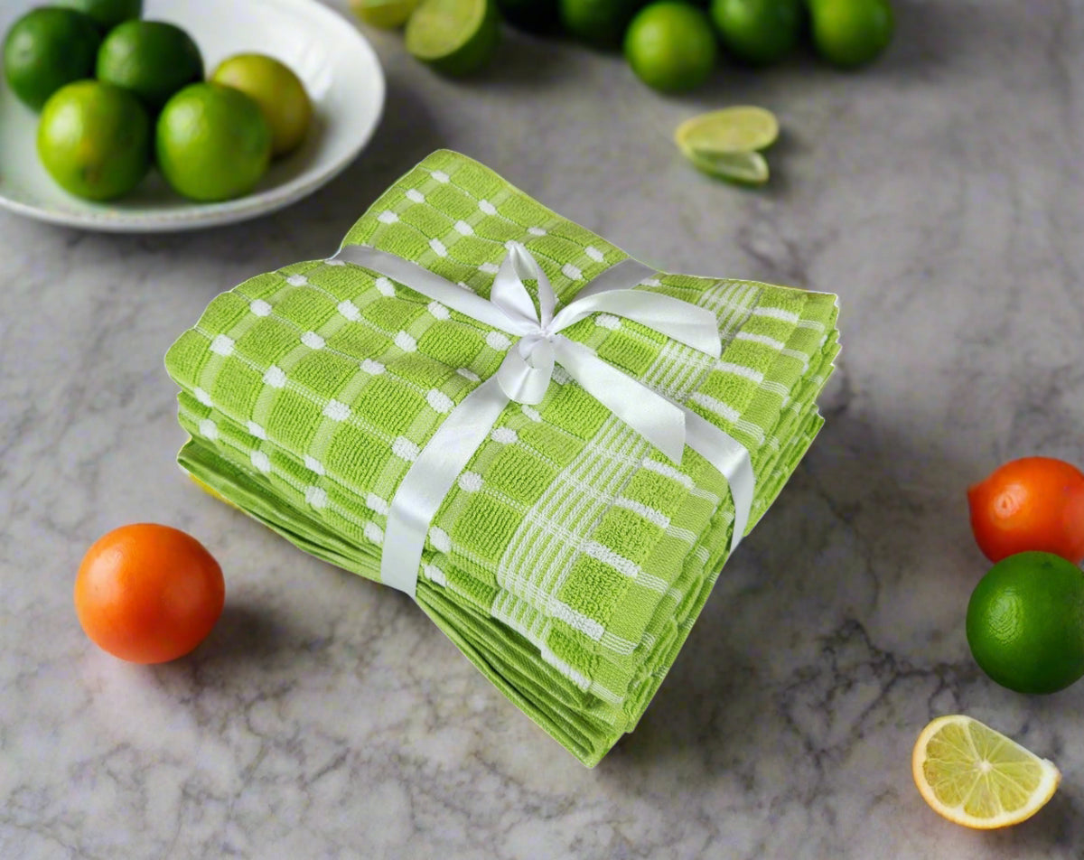 Lime Green Luxury Thick Tea Towels Extra Large 50cm x 80cm 100% Cotton ...