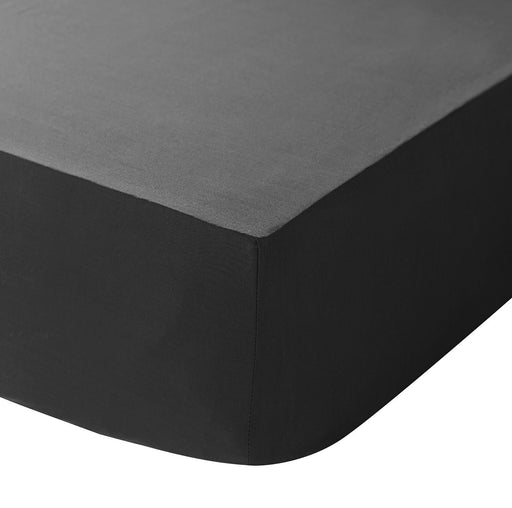 Black Egyptian Cotton Percale Fitted Sheet Double 400 TC