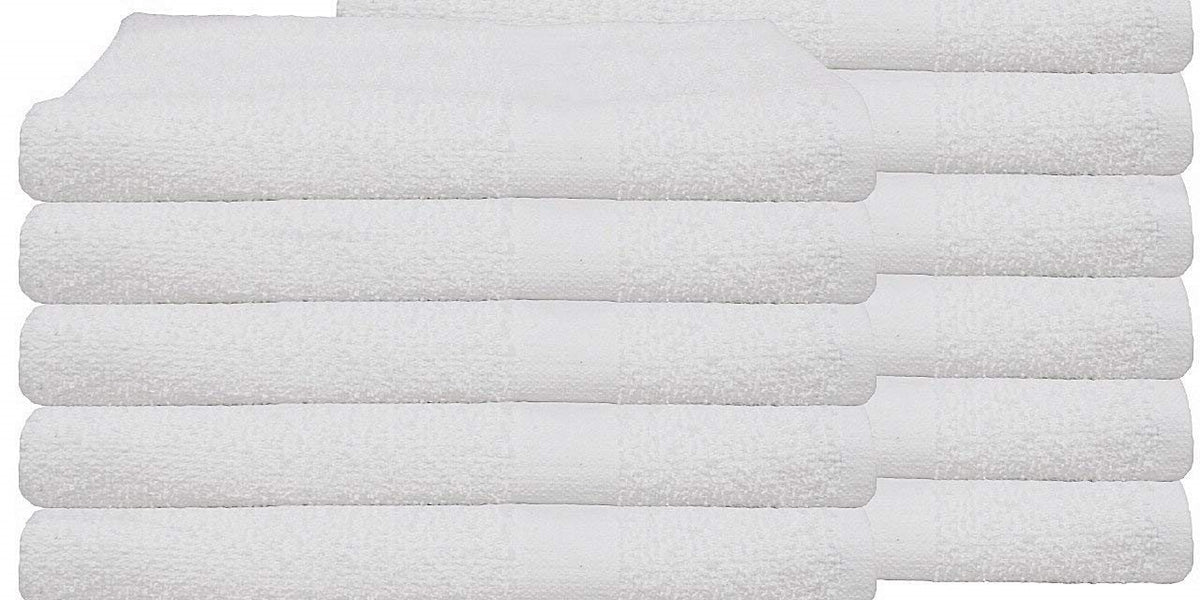 Cheap Thin White Hand Towels Budget Quality 100% Cotton 320 gsm Pack Set of  12